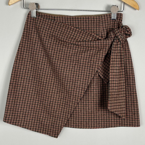 Aritzi Wilfred Brown Academia Plaid Mini Skirt‎ Womens Sz 0 Dorine Cashmere Wool - Picture 13 of 15